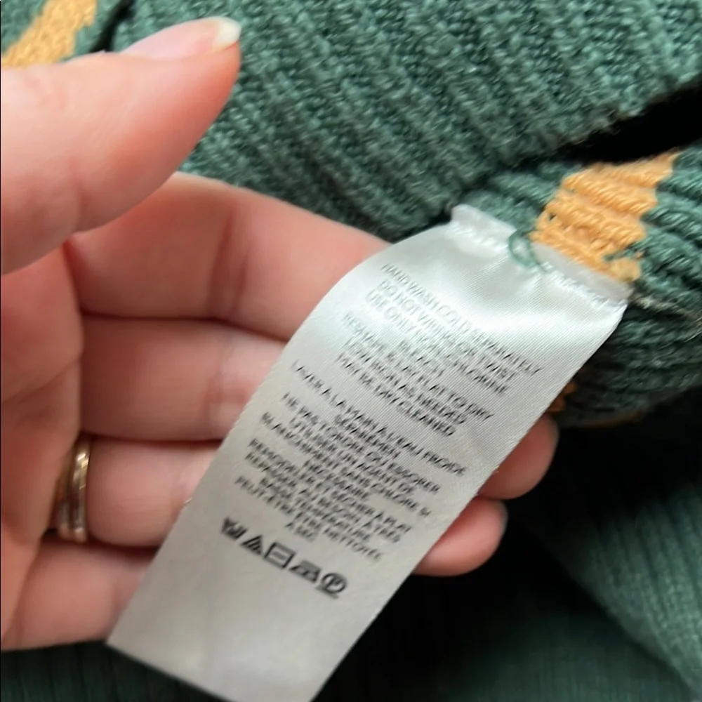 Free People Green and Yellow Crew Neck Cropped Knit Sweater - Picture 4 of 5